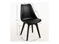 Silla moderna Arko de polipropileno y cojín de asiento de piel sintética negra