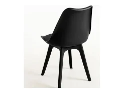 Silla moderna Arko de polipropileno y cojín de asiento de piel sintética negra