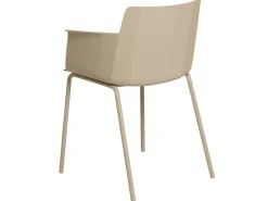 Silla moderna con reposabrazos en polipropileno y metal Kova-Color ribete verde crudo