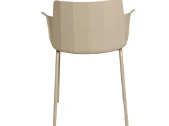 Silla moderna con reposabrazos en polipropileno y metal Kova-Color ribete verde crudo