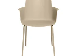 Silla moderna con reposabrazos en polipropileno y metal Kova-Color ribete verde crudo