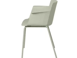 Silla moderna con reposabrazos en polipropileno y metal Kova-Color Verde almendra