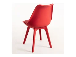 Silla moderna de polipropileno y cojín de asiento en polipiel roja Arko