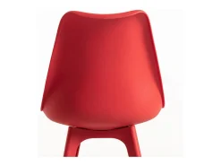 Silla moderna de polipropileno y cojín de asiento en polipiel roja Arko
