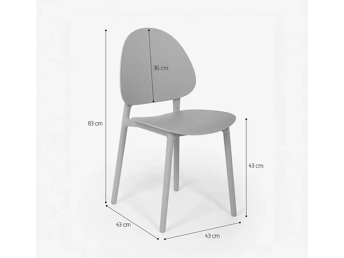 Silla moderna de polipropileno para cocina exterior comedor Gladys - Gris Oscuro