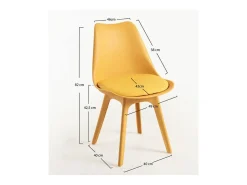 Silla moderna de polipropileno y cojín de asiento en polipiel amarillo Arko