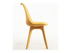 Silla moderna de polipropileno y cojín de asiento en polipiel amarillo Arko