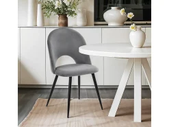 Silla moderna de terciopelo y acolchada para salón-comedor y cocina Zarda - Gris