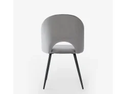 Silla moderna de terciopelo y acolchada para salón-comedor y cocina Zarda - Gris
