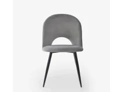 Silla moderna de terciopelo y acolchada para salón-comedor y cocina Zarda - Gris
