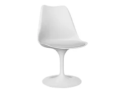 Silla moderna Tulipa blanca con cojín de polipiel blanco-Color Gris claro