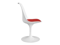 Silla moderna Tulipa blanca con cojín de polipiel blanco-Color Negro