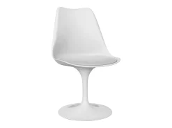 Silla moderna Tulipa blanca con cojín de polipiel blanco-Color Negro