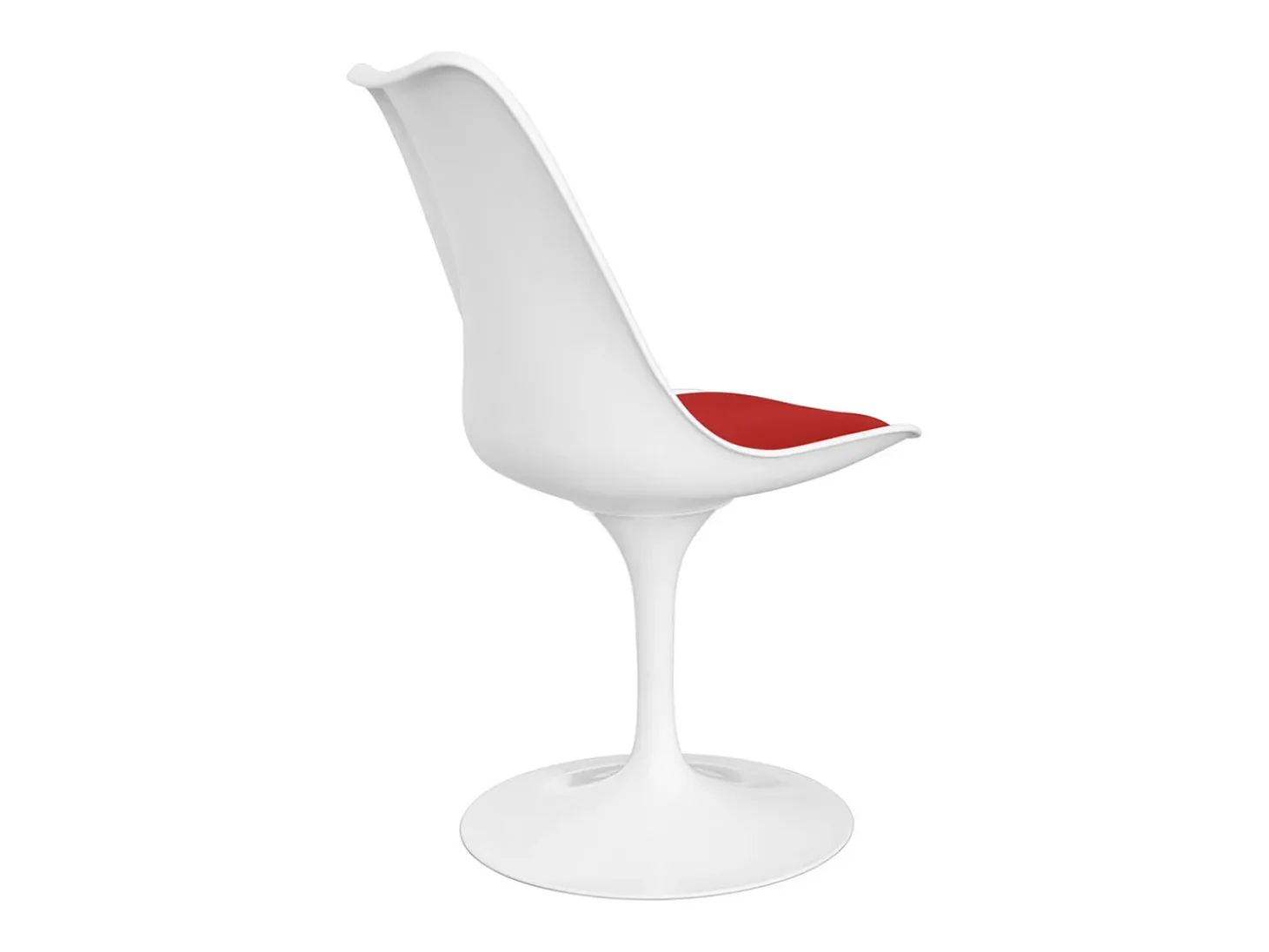 Silla moderna Tulipa blanca con cojín de polipiel blanco-Color Negro