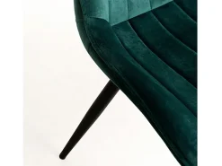 Silla Nalia de terciopelo verde y acero negro - Juego de 2