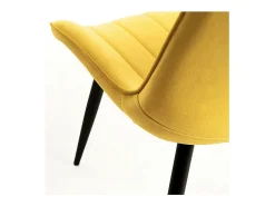 Silla Nalia de terciopelo amarillo y acero negro - Juego de 2