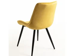 Silla Nalia de terciopelo amarillo y acero negro - Juego de 2