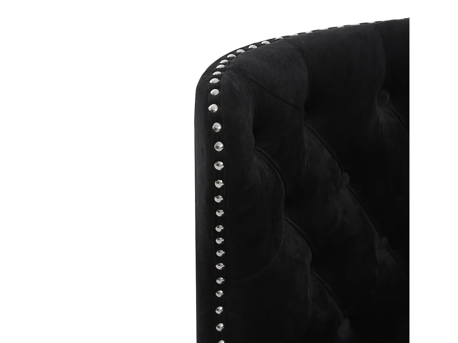 Silla negra - Silla con acabado remachado y patas de madera maciza - terciopelo