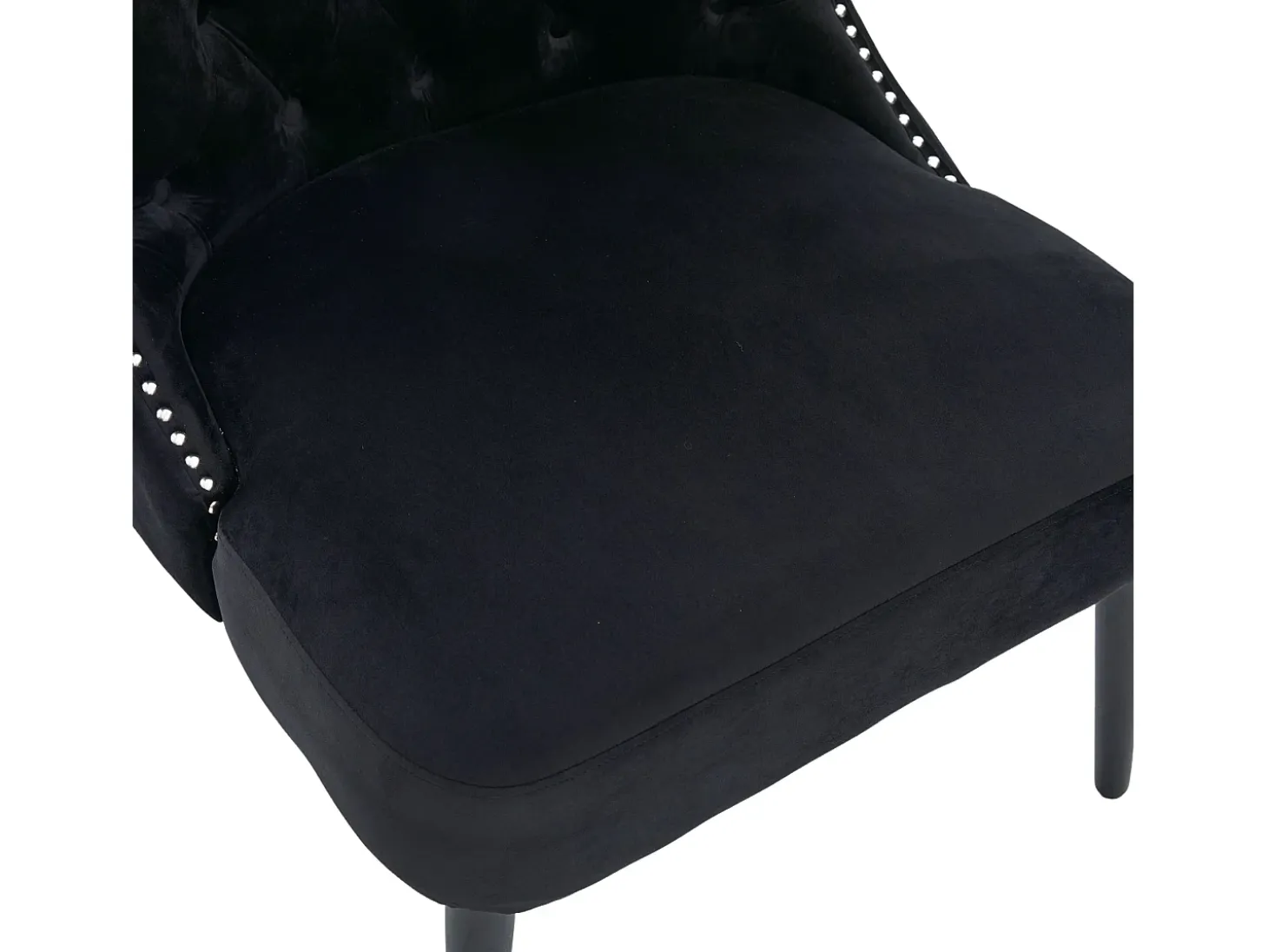 Silla negra - Silla con acabado remachado y patas de madera maciza - terciopelo