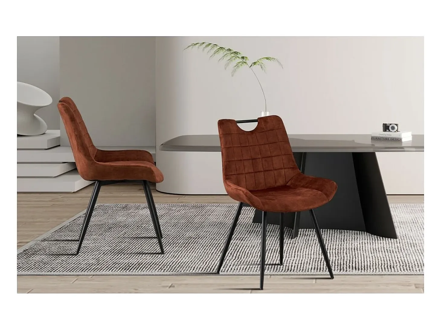 Silla NINO – Terciopelo Óxido – H84 × L56 × P62.5 cm – Estilo diseño