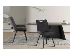 Silla 'NINO' de terciopelo gris, dimensiones H84 x L56 x P62.5, ideal para tu cocina o comedor.