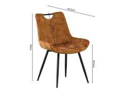 Silla 'NINO' Terciopelo Dorado, dimensiones H84 x L56 x P62.5, ideal para tu cocina o comedor.