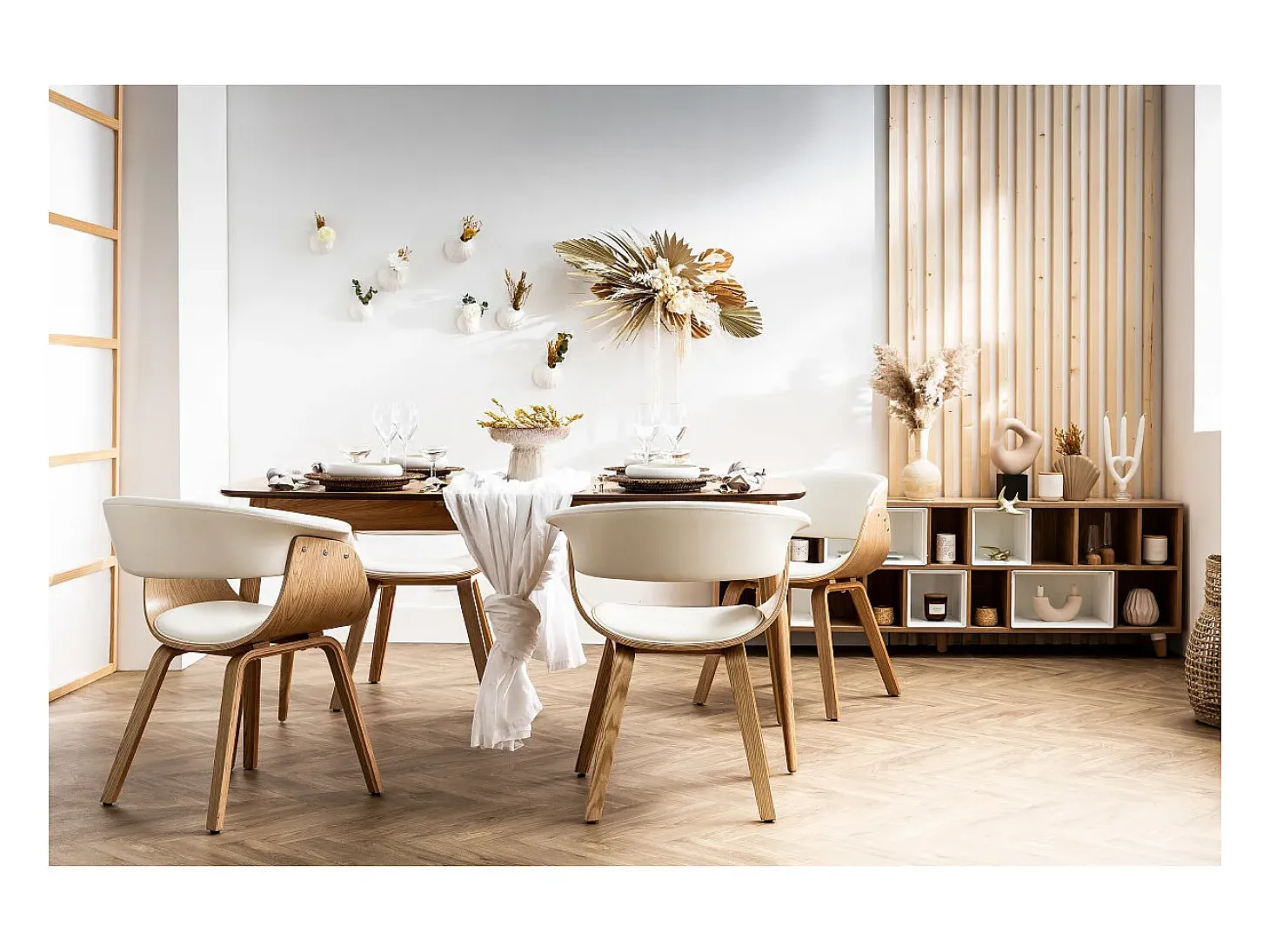 Silla nórdica blanco y madera clara OKTAV