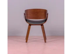 Silla nórdica con reposabrazos en madera oscura de nogal y tapizada en polipiel - Burrow S - Negro