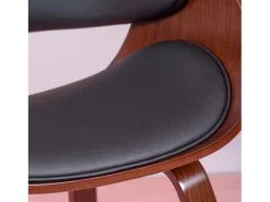 Silla nórdica con reposabrazos en madera oscura de nogal y tapizada en polipiel - Burrow S - Negro