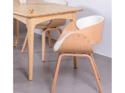 Silla nórdica de madera clara de arce con cojín de polipiel - Burrow S - Blanco