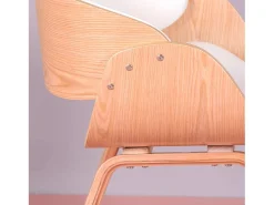 Silla nórdica de madera clara de arce con cojín de polipiel - Burrow S - Blanco
