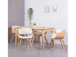 Silla nórdica de madera clara de arce con cojín de polipiel - Burrow S - Blanco