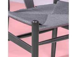 Silla nórdica en madera de haya natural y cuerda ecológica - Wish - Negro