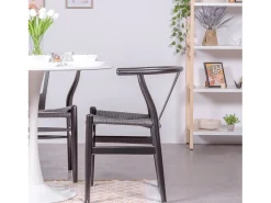 Silla nórdica en madera de haya natural y cuerda ecológica - Wish - Negro