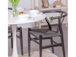 Silla nórdica en madera de haya natural y cuerda ecológica - Wish - Negro