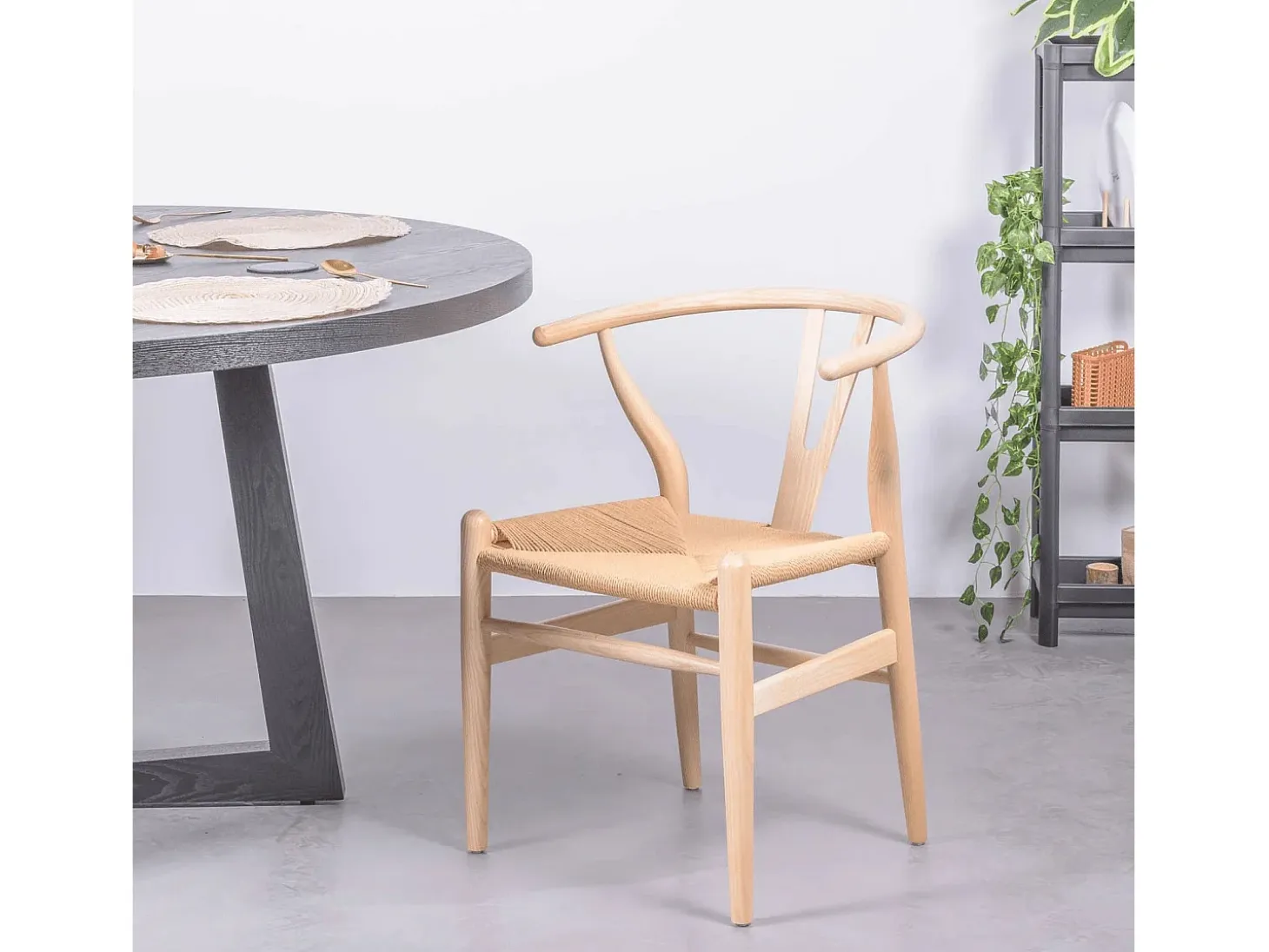 Silla nórdica en madera de fresno natural y cuerda ecológica - Wish - Fresno Natural