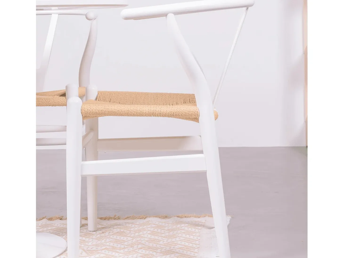 Silla nórdica en madera de haya de colores y cuerda ecológica - Wish - Blanco