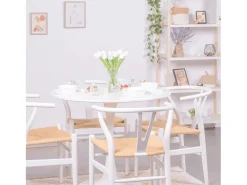 Silla nórdica en madera de haya de colores y cuerda ecológica - Wish - Blanco