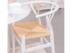 Silla nórdica en madera de haya de colores y cuerda ecológica - Wish - Blanco