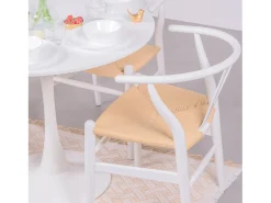 Silla nórdica en madera de haya de colores y cuerda ecológica - Wish - Blanco