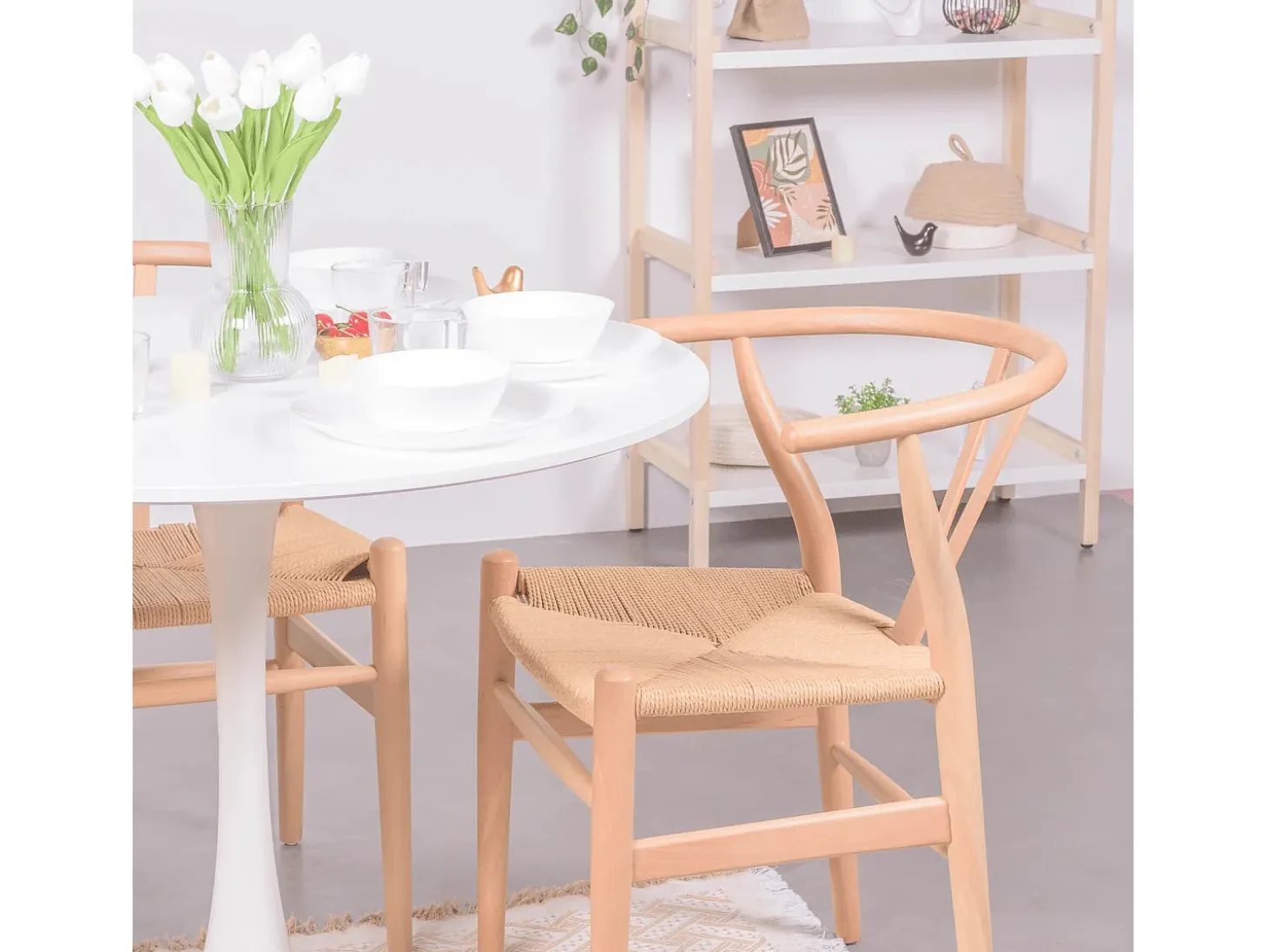 Silla nórdica en madera de haya natural y cuerda ecológica - Wish - Haya natural