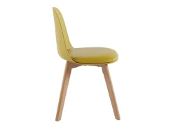 Silla nórdica natural y amarilla con cojín de asiento en símil piel Dekan