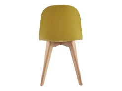 Silla nórdica natural y amarilla con cojín de asiento en símil piel Dekan