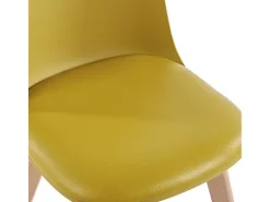 Silla nórdica natural y amarilla con cojín de asiento en símil piel Dekan