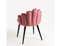 Silla original Achille de terciopelo rosa oscuro con patas de metal negro - Lote de 2