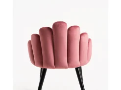 Silla original Achille de terciopelo rosa oscuro con patas de metal negro - Lote de 2