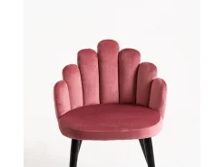 Silla original Achille de terciopelo rosa oscuro con patas de metal negro - Lote de 2