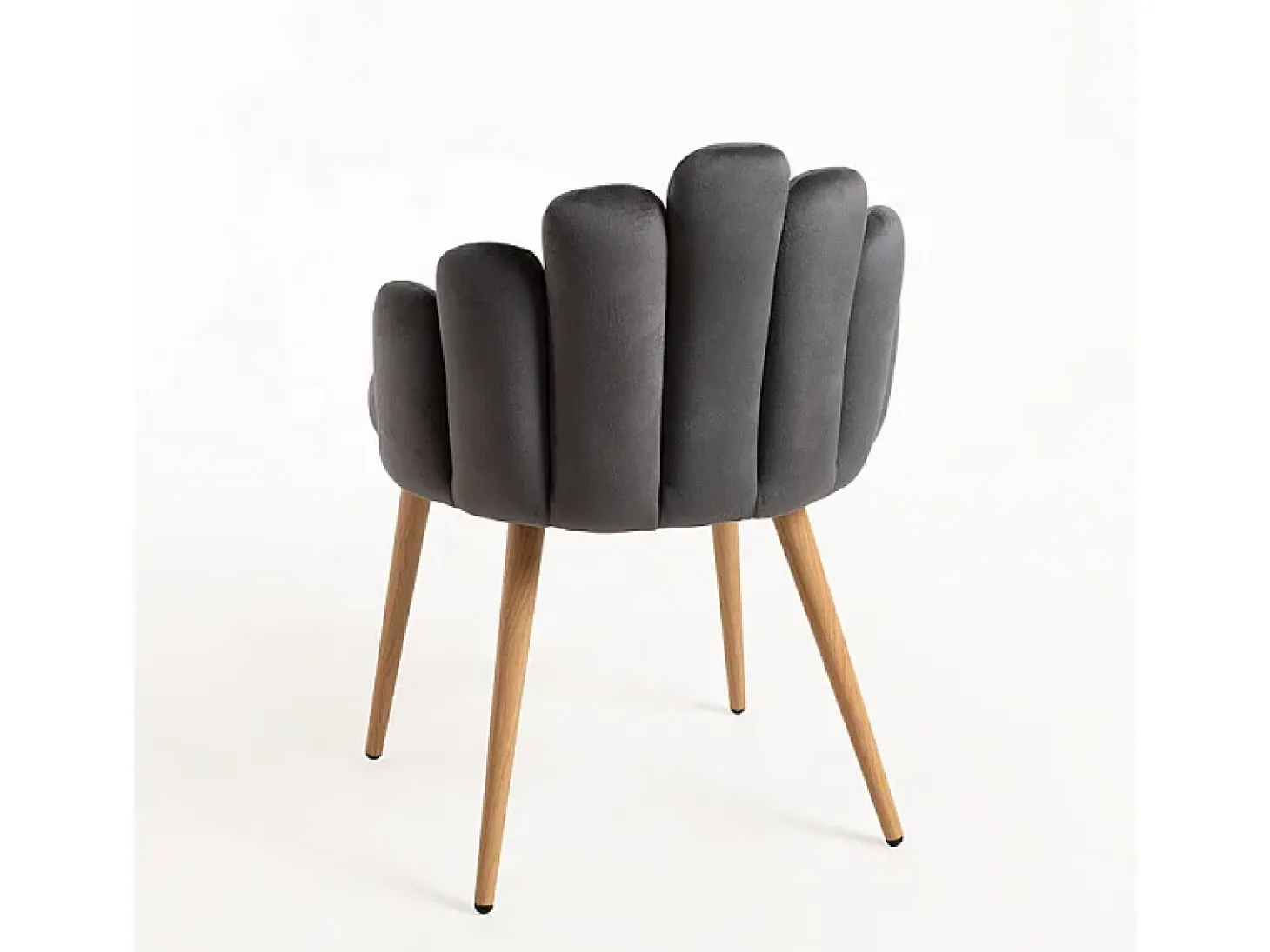 Silla Original Achille de terciopelo gris oscuro con patas de metal natural - Lote de 2