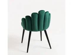 Silla original Achille de terciopelo verde con patas de metal negro - Lote de 2