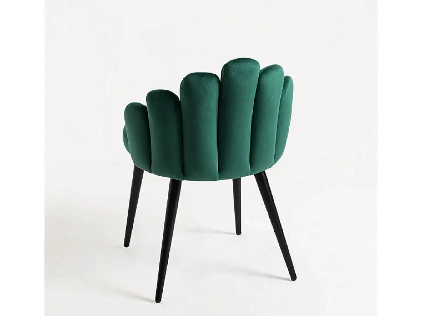 Silla original Achille de terciopelo verde con patas de metal negro - Lote de 2